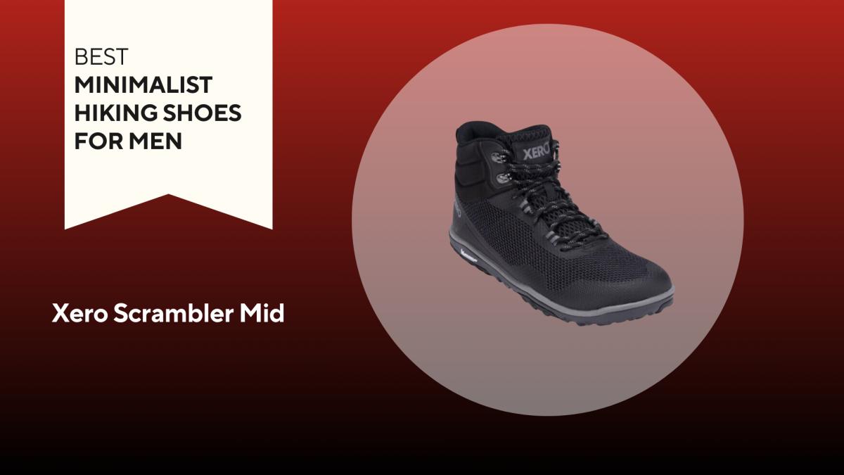 black xero scrambler mid boot on red background